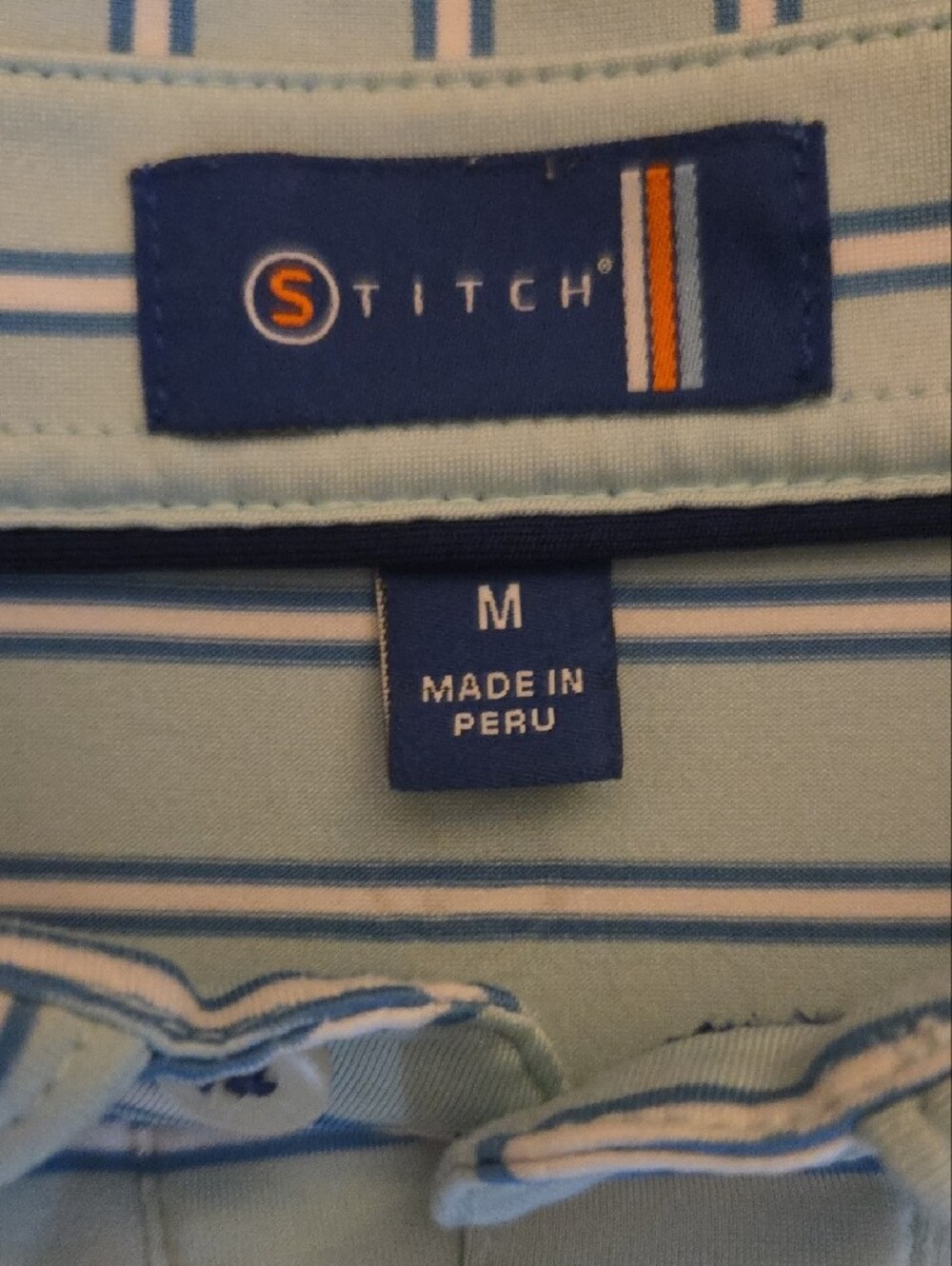 Stitch Golf Men's Size Medium Blue Multi Stripe Performance Polo Shirt NWOT - Picture 3 of 5